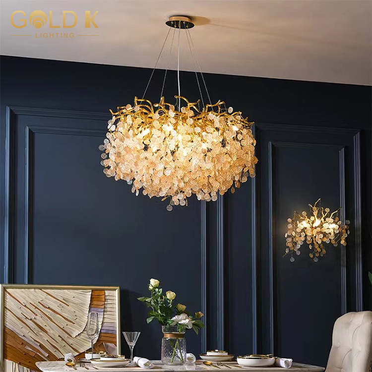 Custom decorative design foyer living room crystal hanging lights lighting fixtures led ceiling luxury modern chandeliers