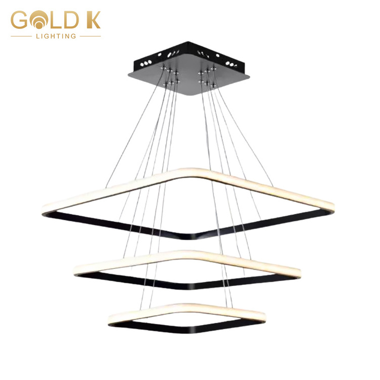 Contemporary Hanging Ceiling Globe square Luxury iron Nordic  Modern Lamp Lampen Chandelier Led square Pendant Light