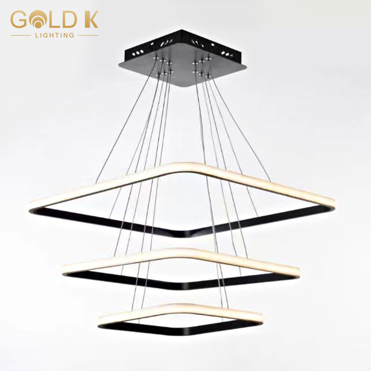 Contemporary Hanging Ceiling Globe square Luxury iron Nordic  Modern Lamp Lampen Chandelier Led square Pendant Light