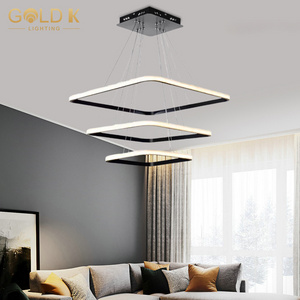 Contemporary Hanging Ceiling Globe square Luxury iron Nordic  Modern Lamp Lampen Chandelier Led square Pendant Light