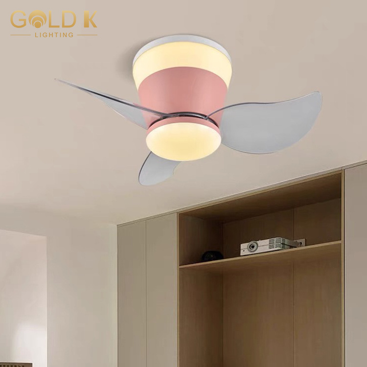 Low Noise 24 Inch Modern Kids Room LED Dimmable Remote App Control small Led  Ceiling Fan With Light