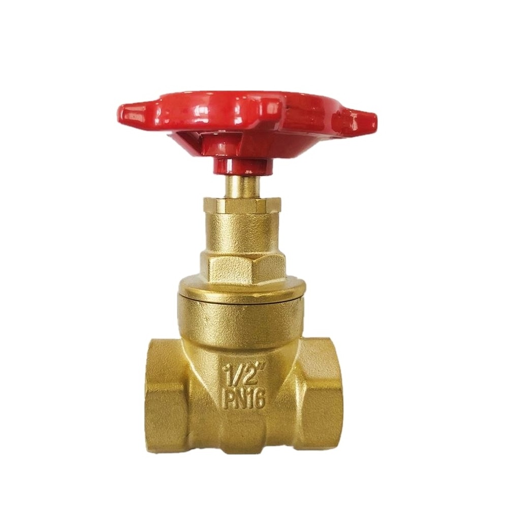 Gate Valve Brass Double Union Stop Valve Water Standard Normal Temperature General CW617N Brass Gate Valve with Red Wheel Handle