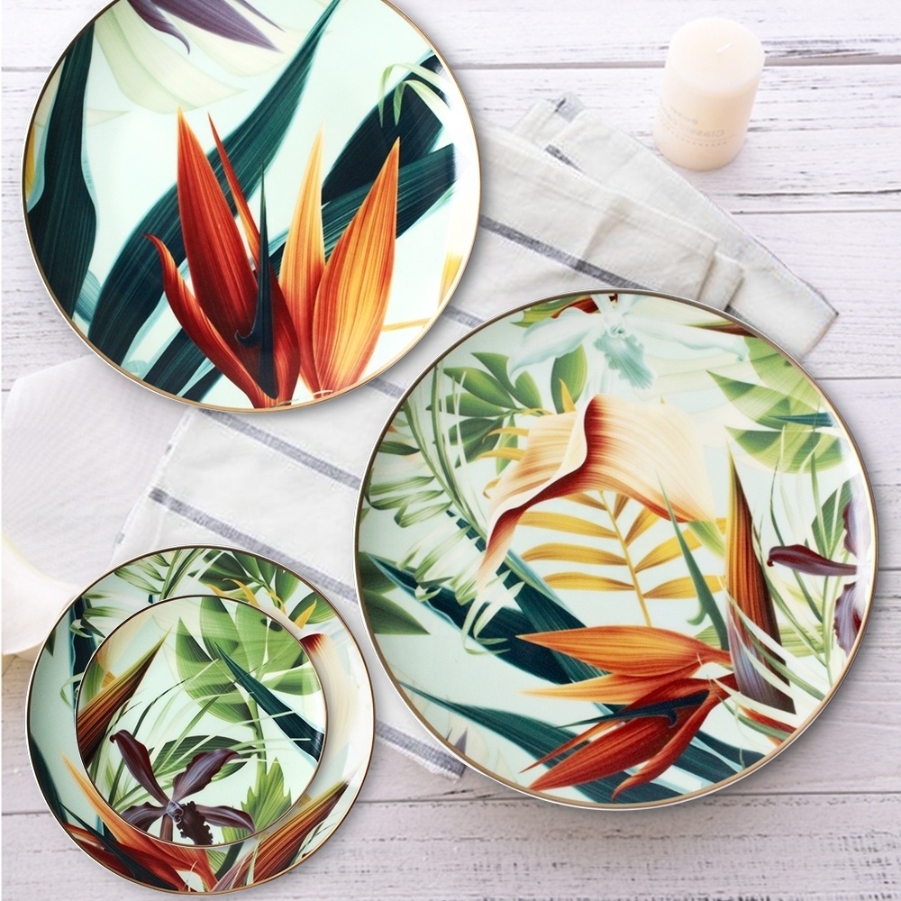 Shanxi Jiakun new design areca leaf plates palm leaf plates cheese plates ceramic butter dish with lid