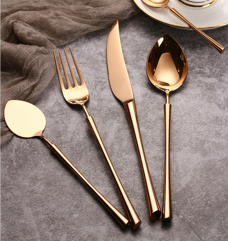 Jacotta golden 304 Stainless Steel Cutlery Steak Western Tableware Cutlery spoon fork set Household Full Set rose Gold Cutlery