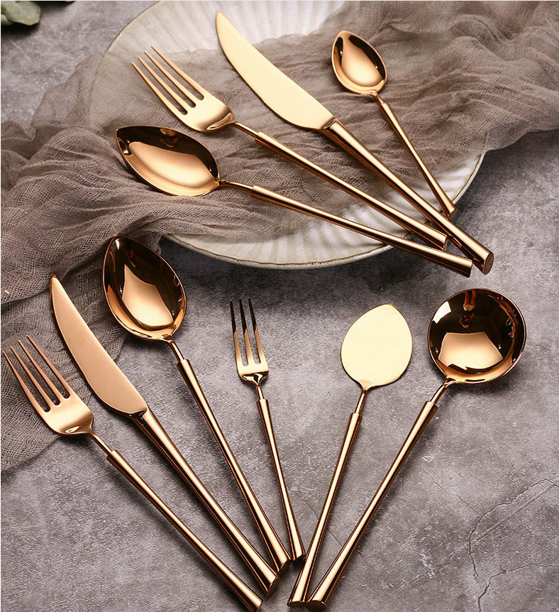 Jacotta golden 304 Stainless Steel Cutlery Steak Western Tableware Cutlery spoon fork set Household Full Set rose Gold Cutlery