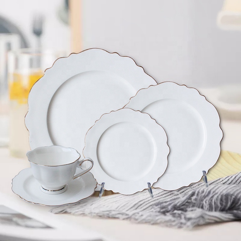 Wholesale bone China dinnerware set home ware navy blue restaurant ceramic dishes plates porcelain dinner set