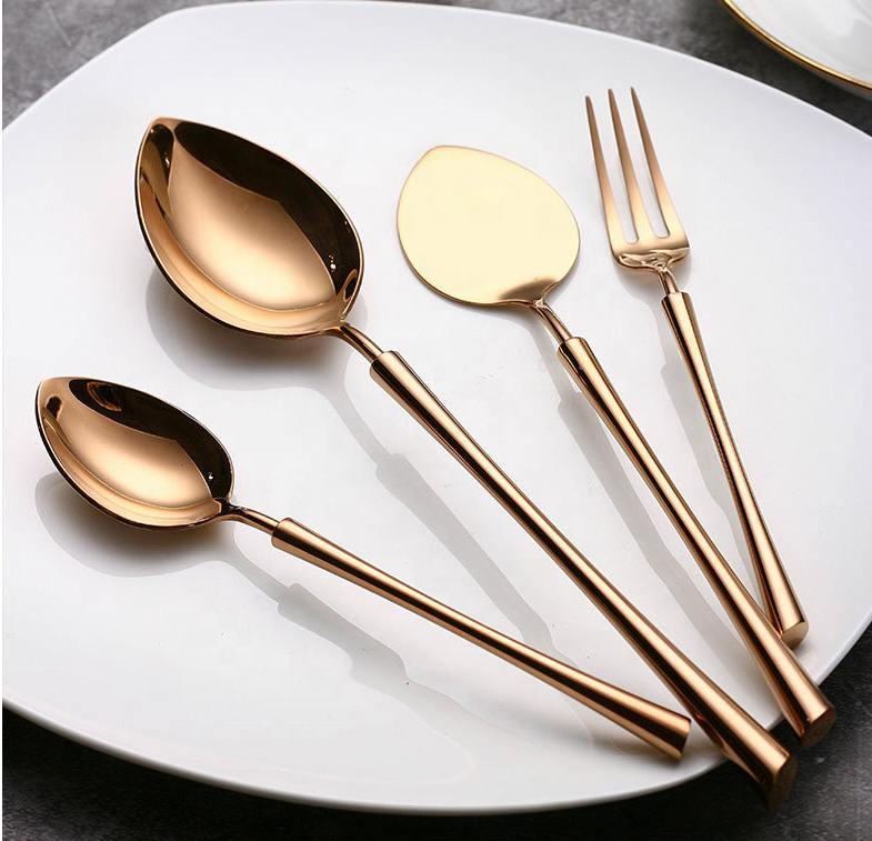 Jacotta golden 304 Stainless Steel Cutlery Steak Western Tableware Cutlery spoon fork set Household Full Set rose Gold Cutlery