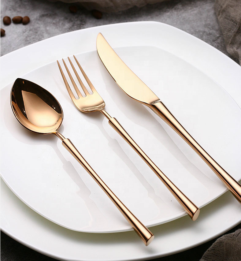 Jacotta golden 304 Stainless Steel Cutlery Steak Western Tableware Cutlery spoon fork set Household Full Set rose Gold Cutlery