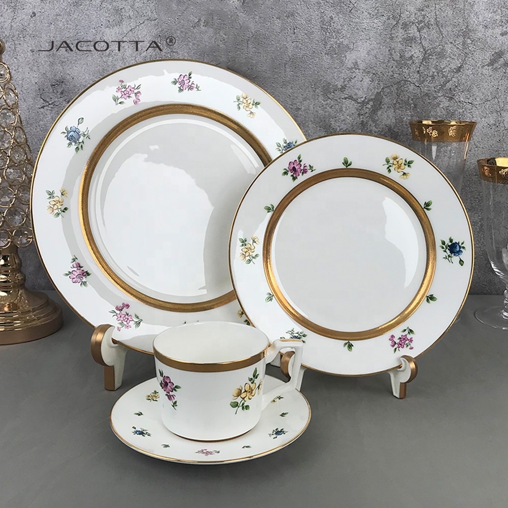 Wholesale bone China dinnerware set home ware navy blue restaurant ceramic dishes plates porcelain dinner set