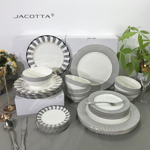 Morden luxury porcelain dinner sets ceramic bowls 6 users western dinnerware restaurant home ceramic dinnerware sets