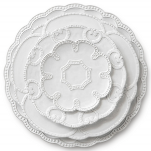 Eco-friendly bulk white serving dishes spanish porcelain dinnerware sets ceramic embossed serving plate