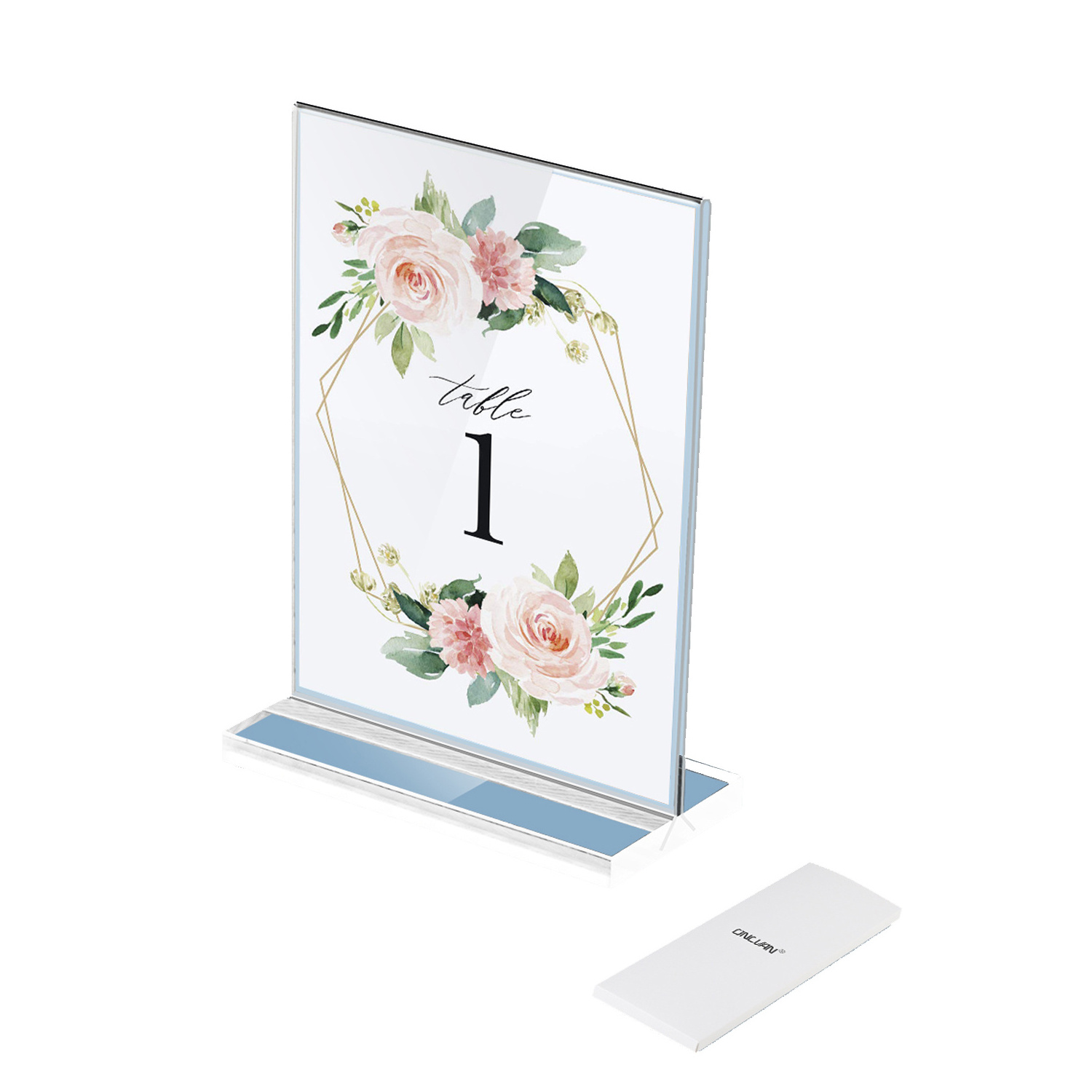 12 Pack Acrylic Sign Holder 8.5 x 11 - T Shape Double Sided Clear Sign Holder for Table Top Display - Portrait Style