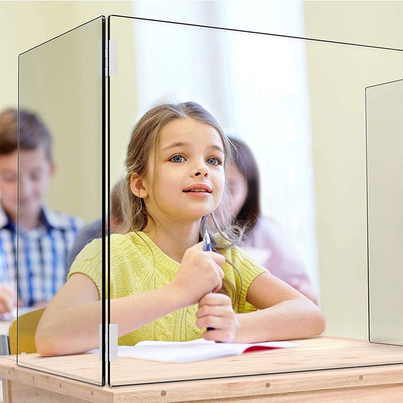 Acrylic Portable and Clear Protective Sneeze Guard Acrylic Shield for Classroom Students and Desk Countertop Without Window