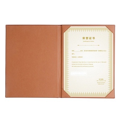 High Quality Custom Graduation Diploma Cover A4 Leather Certificate Folder Holder