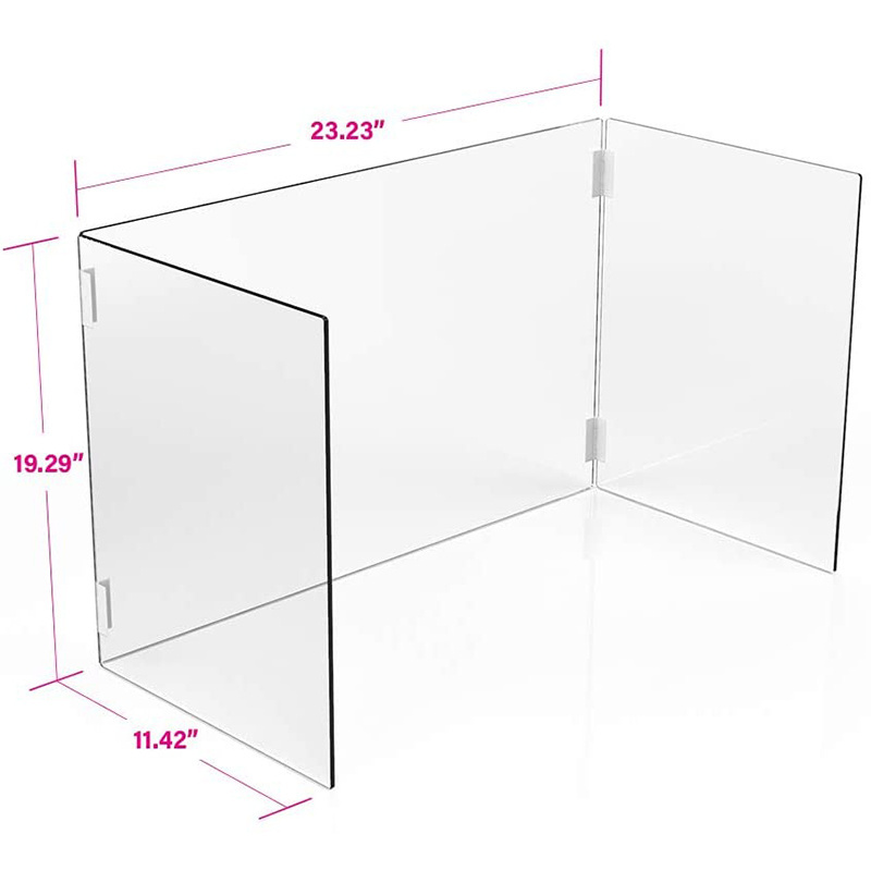 Acrylic Portable and Clear Protective Sneeze Guard Acrylic Shield for Classroom Students and Desk Countertop Without Window