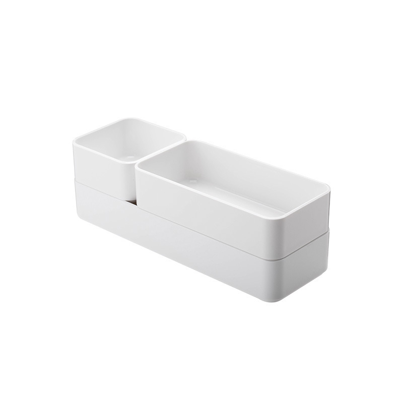 White Plastic Small Multi-functional Kitchen Storage And Tableware Drawer Organizer For Kitchen