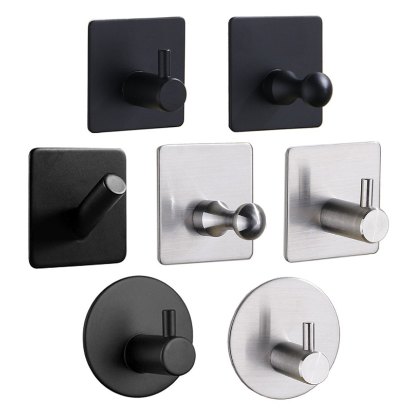 Stainless Steel 304 Black Wall Hooks For Bathroom Coat Hook Rustproof Hook Hanger For Kitchen Hardware