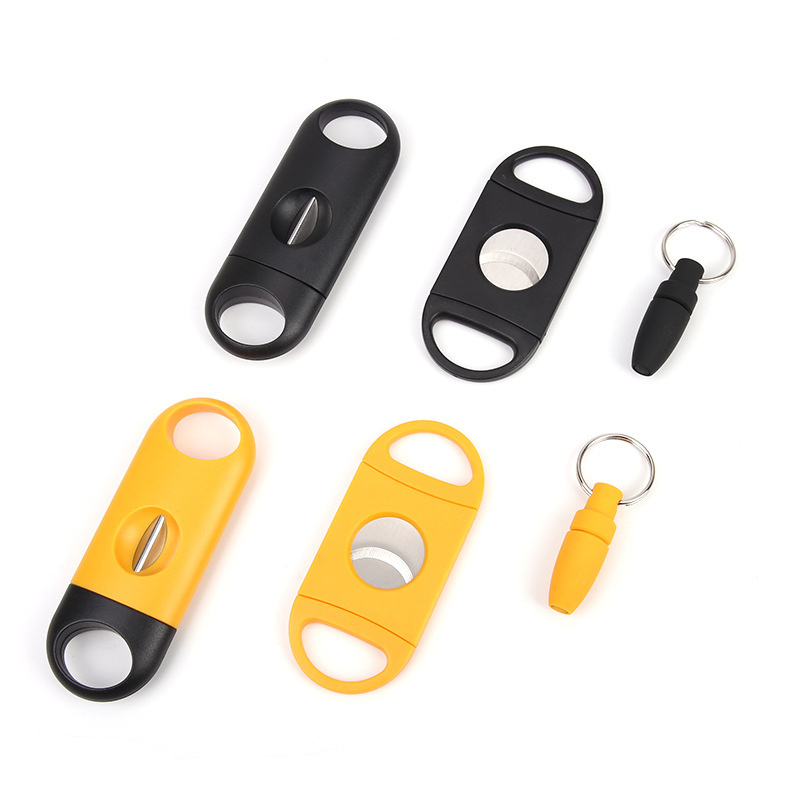 Cigar 3Pcs/set Pocket Double Blades Cigar Guillotine smoking V Cutter Scissors Punch For Cigar Cutting Accessories