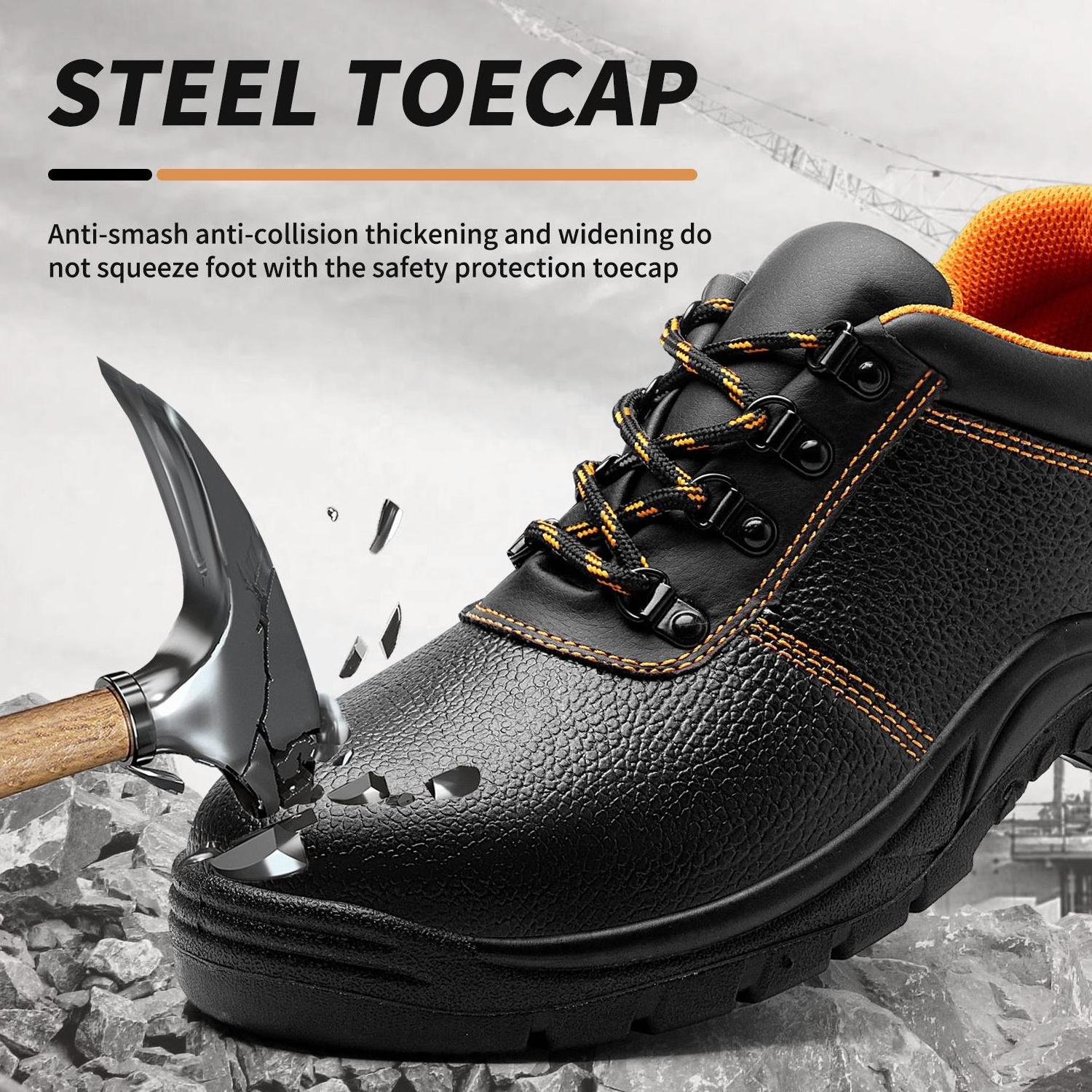 JIANKUN CE CERTIFICATE  S3 SR OEM Industrial Construction Genuine Leather Steel Toe Cap Work Boots