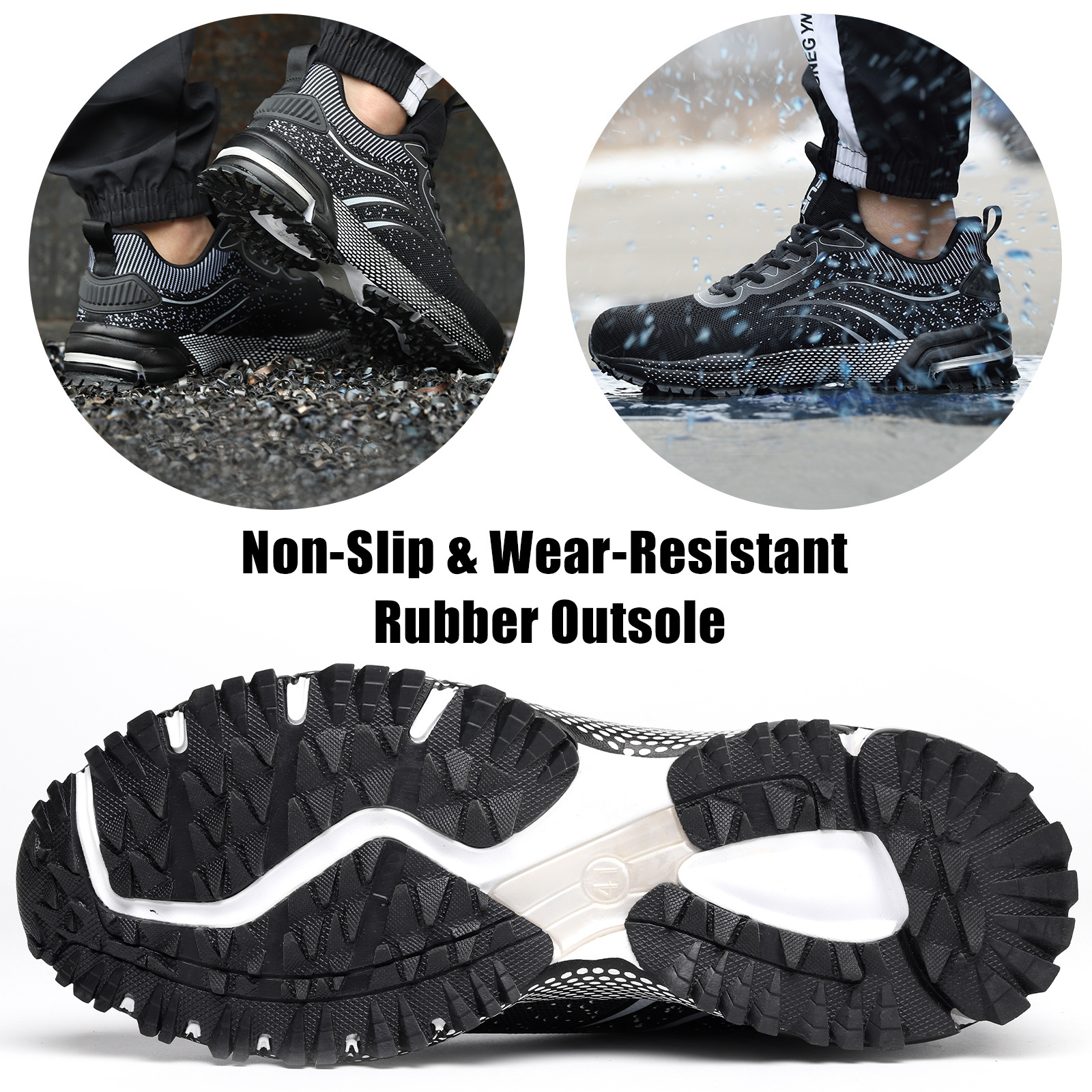 JIANKUN CE Autumn Industrial Work Boots Breathable Steel Toe with Rubber and Eva Insoles Anti-Impact and Lightweight Protective