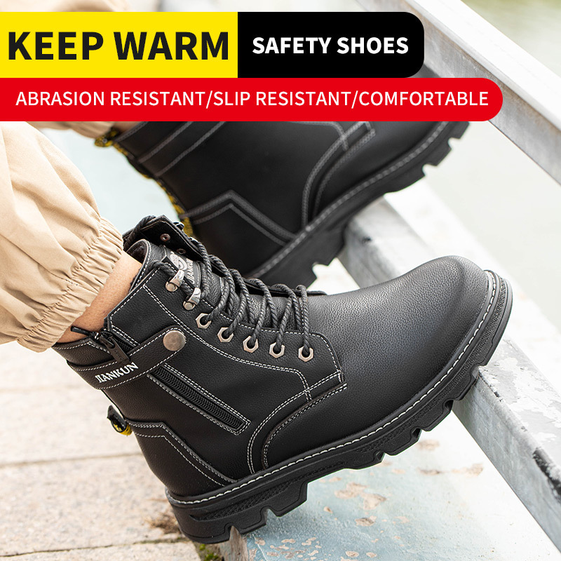 JIANKUN CE CERTIFI   the laces PU Sole Oil Water Resistant Steel Toe Puncture-Proof Anti Static Industrial Safety Shoe for Men