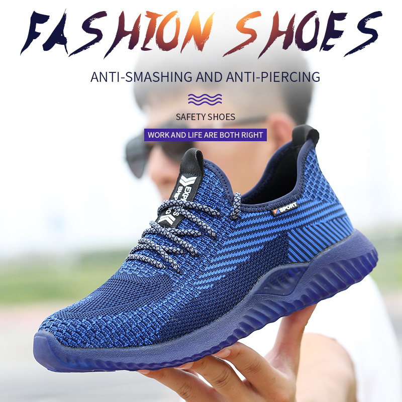 Jiankun Flying Knit Upper Composite Steel Toe covers Sneaker Non-Slip Anti-Smashing Anti-Puncture Men Work Safety Shoes for men