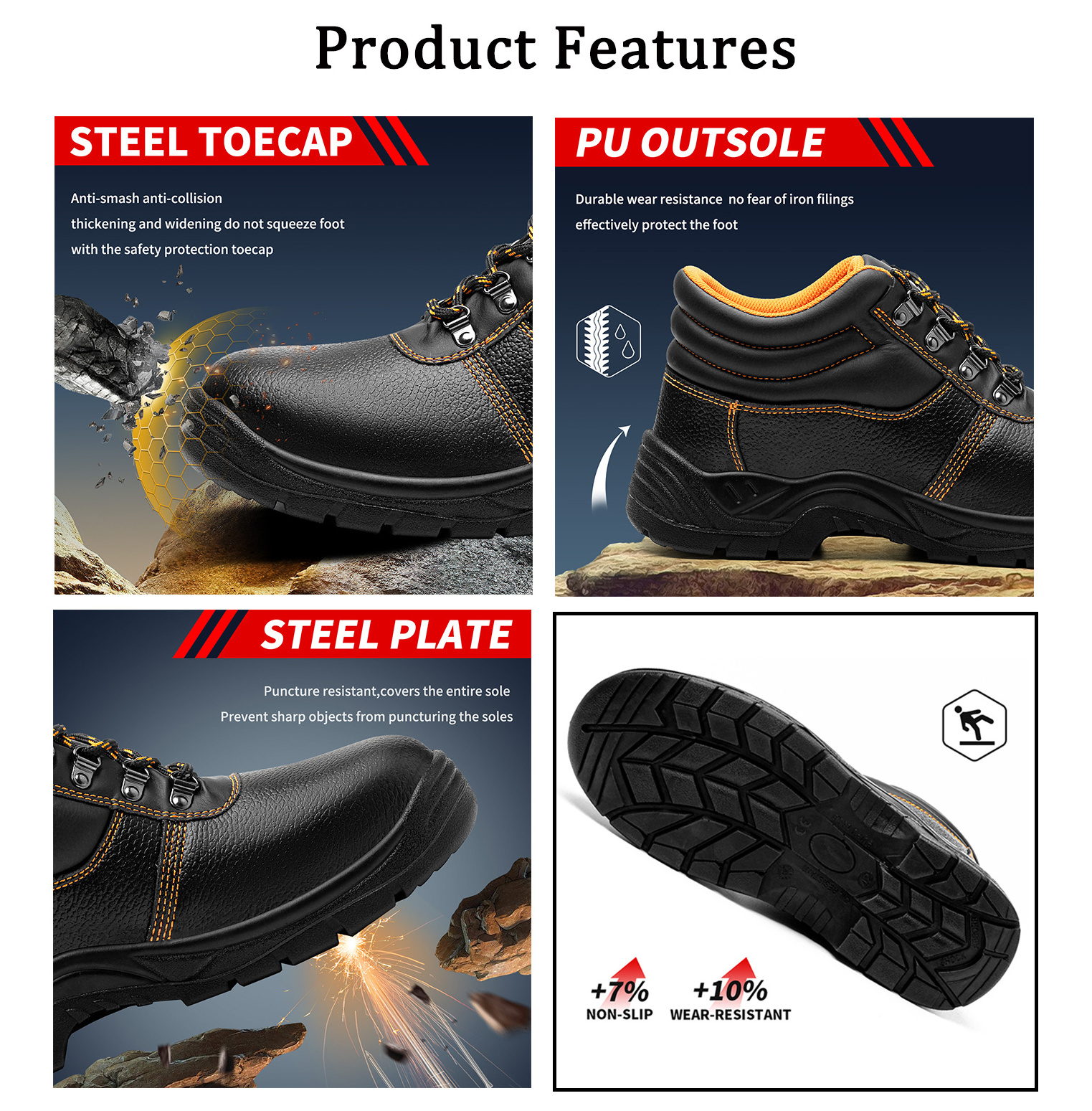 JIANKUN Cheap safety shoes CE S3 steel toe steel bottom anti-smashing anti-puncture cheap high quality work shoes