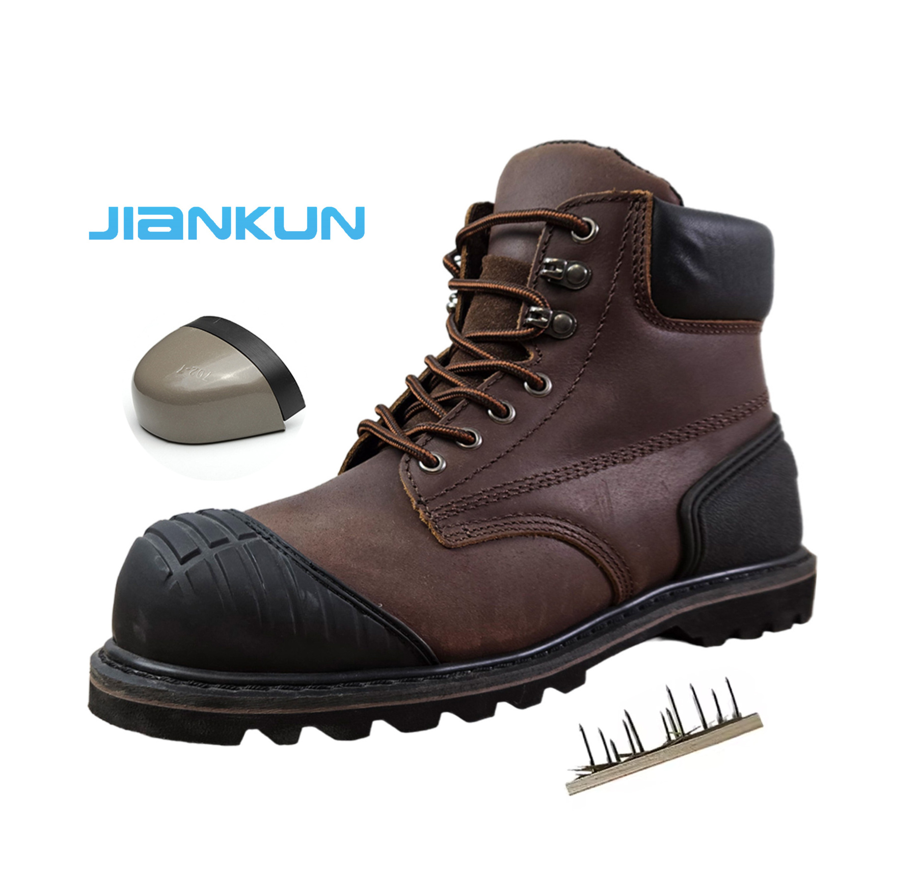 JIANKUN  Warm indestructible shoes for men  Leather Boots CE Certified Breathable Steel Toe Safety Work Boots