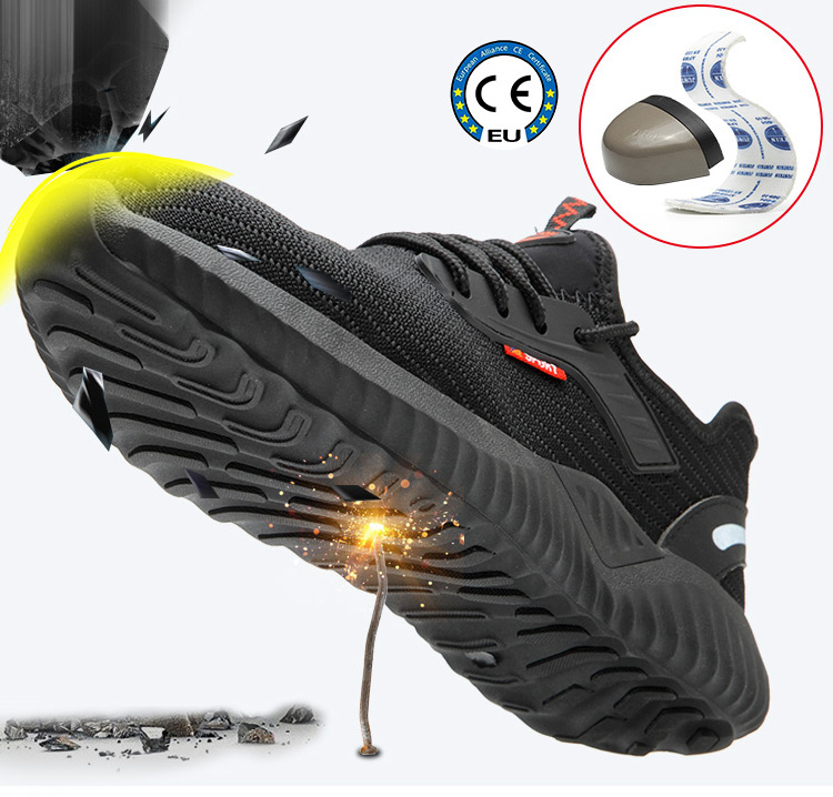 JIANKUN Microfiber Men's Work Genuine Leather Safety Shoes with Anti-Smashing Anti-Puncture Waterproof Non-Slip Features