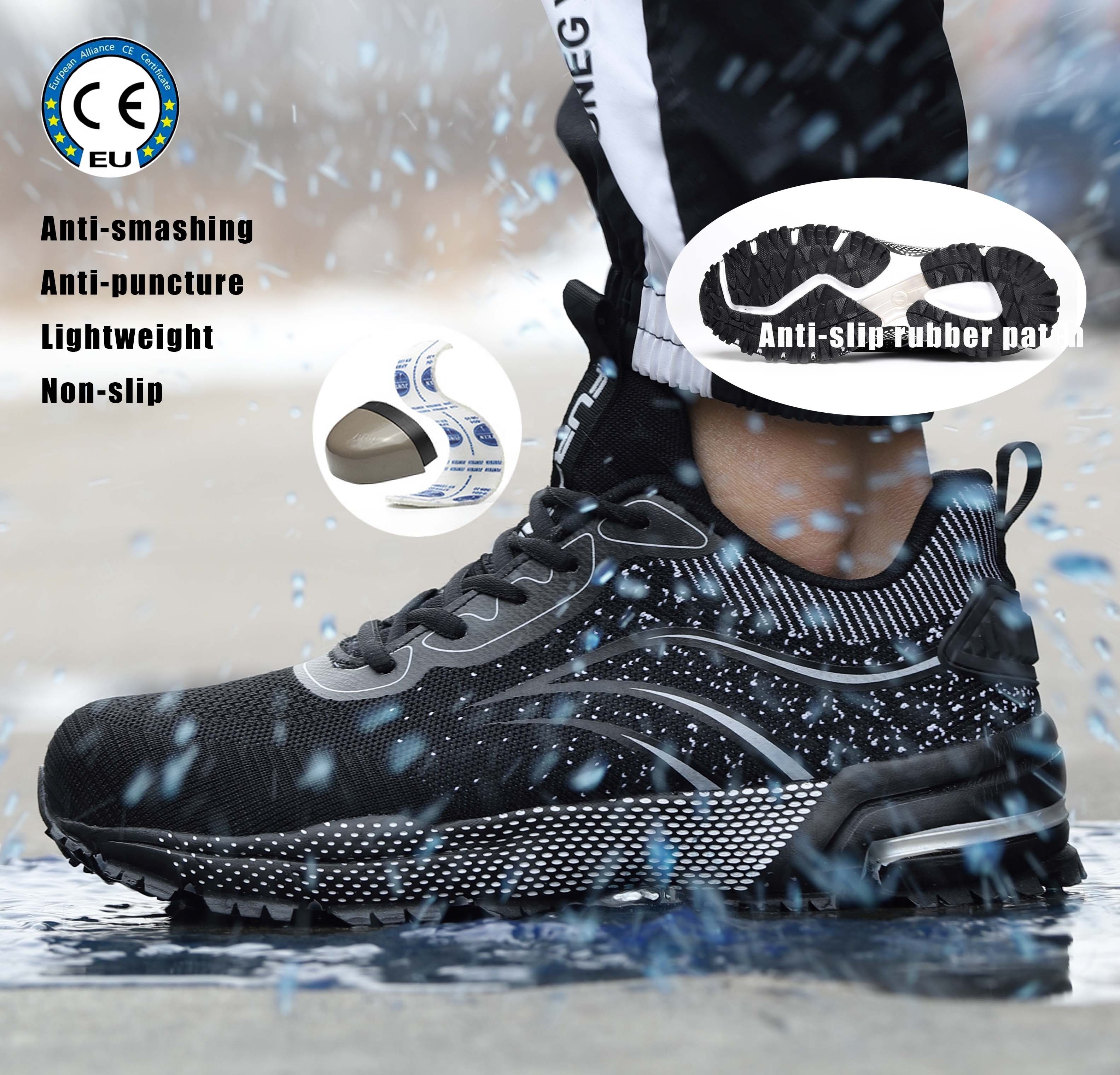 JIANKUN CE+ASTM Fashion new safety shoes breathable flying woven wear-resistant EVA+TPR soles  work steel toe safety shoes