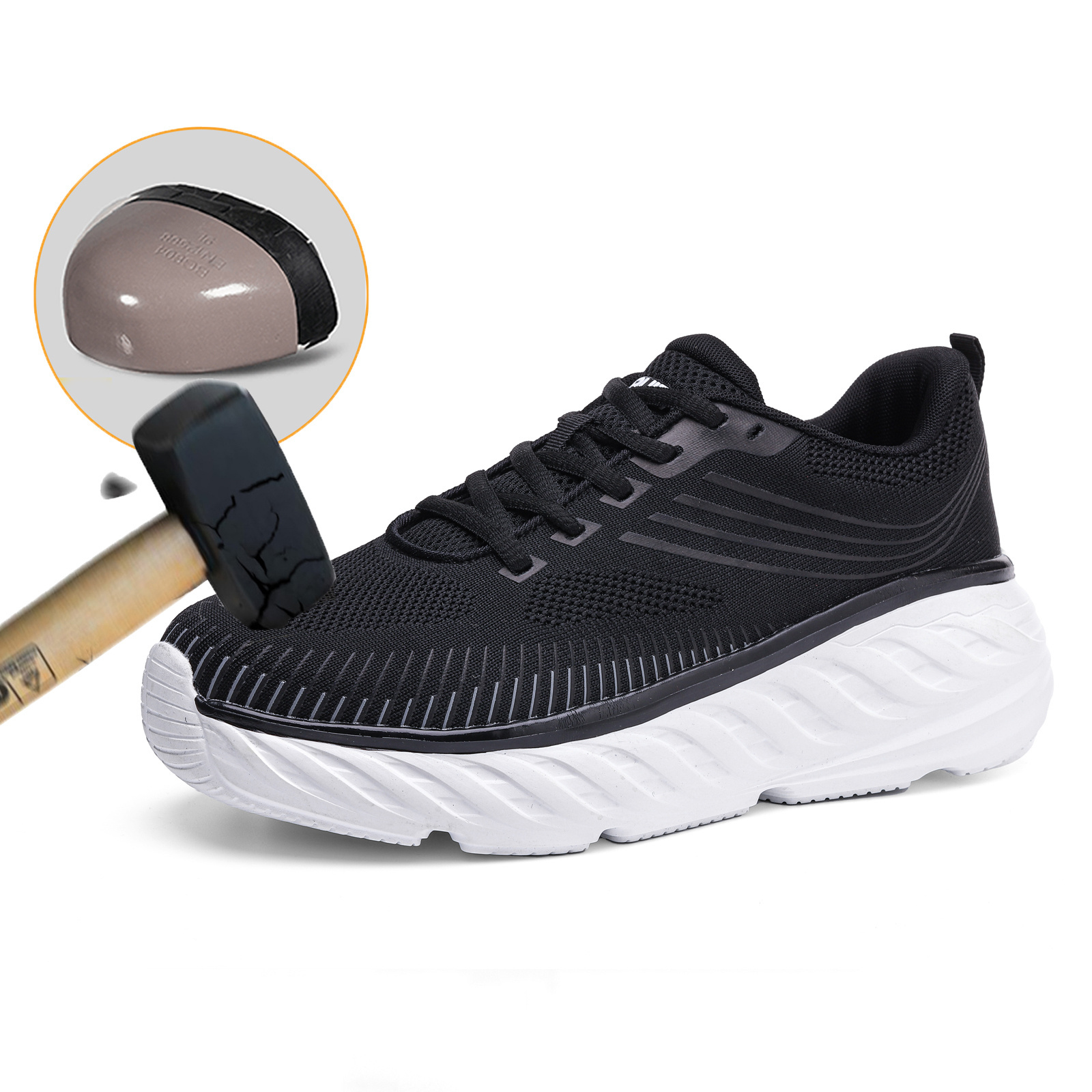 JIANKUN ASTM Hot Sales Lightweight Breathable FlyKnitting Sneakers Gender-Neutral Sport Style with Rubber Foam Outsole Workshoes