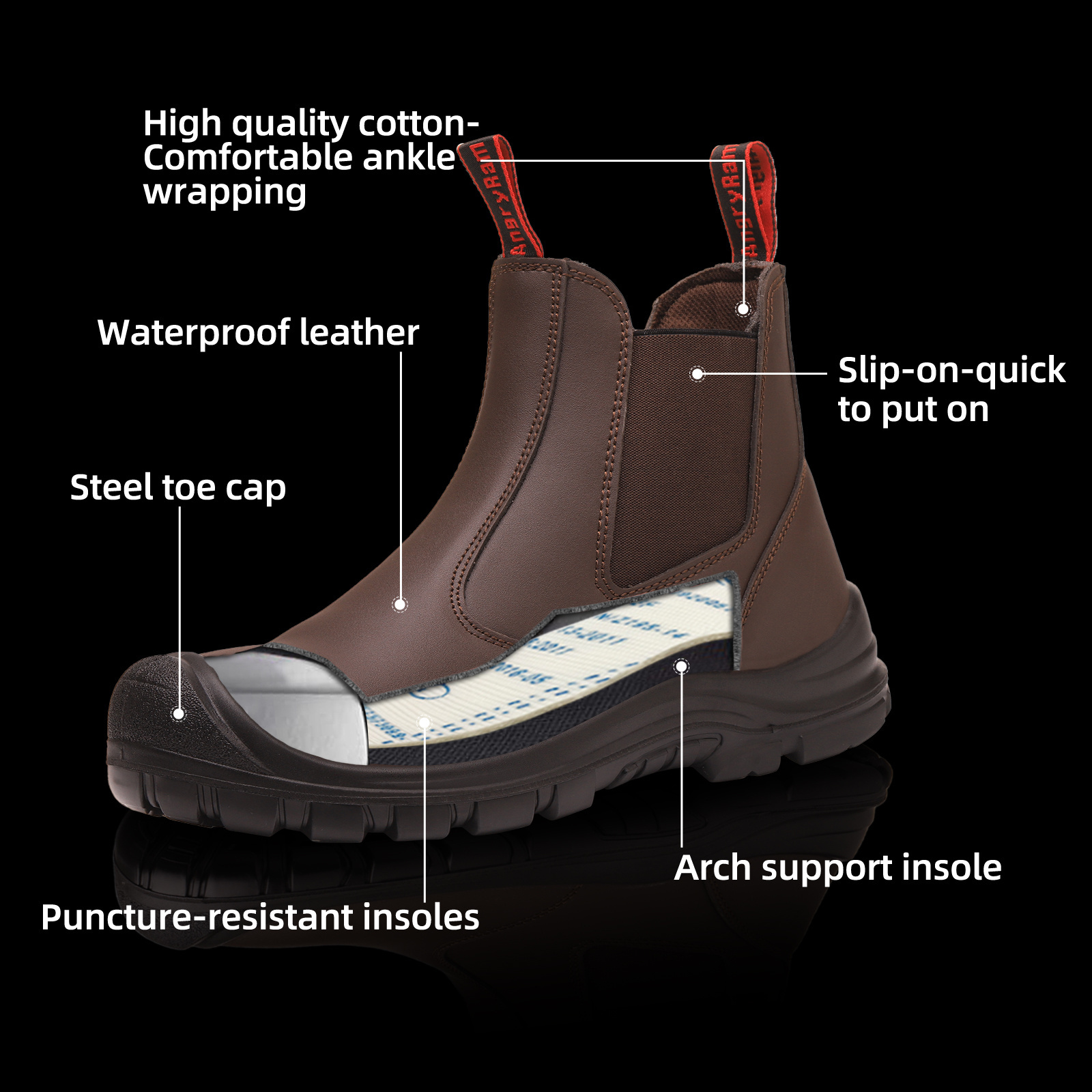 JIANKUN CE leather steel toe waterproof breathable safety security boots work protective non slip high cut shoes for winter