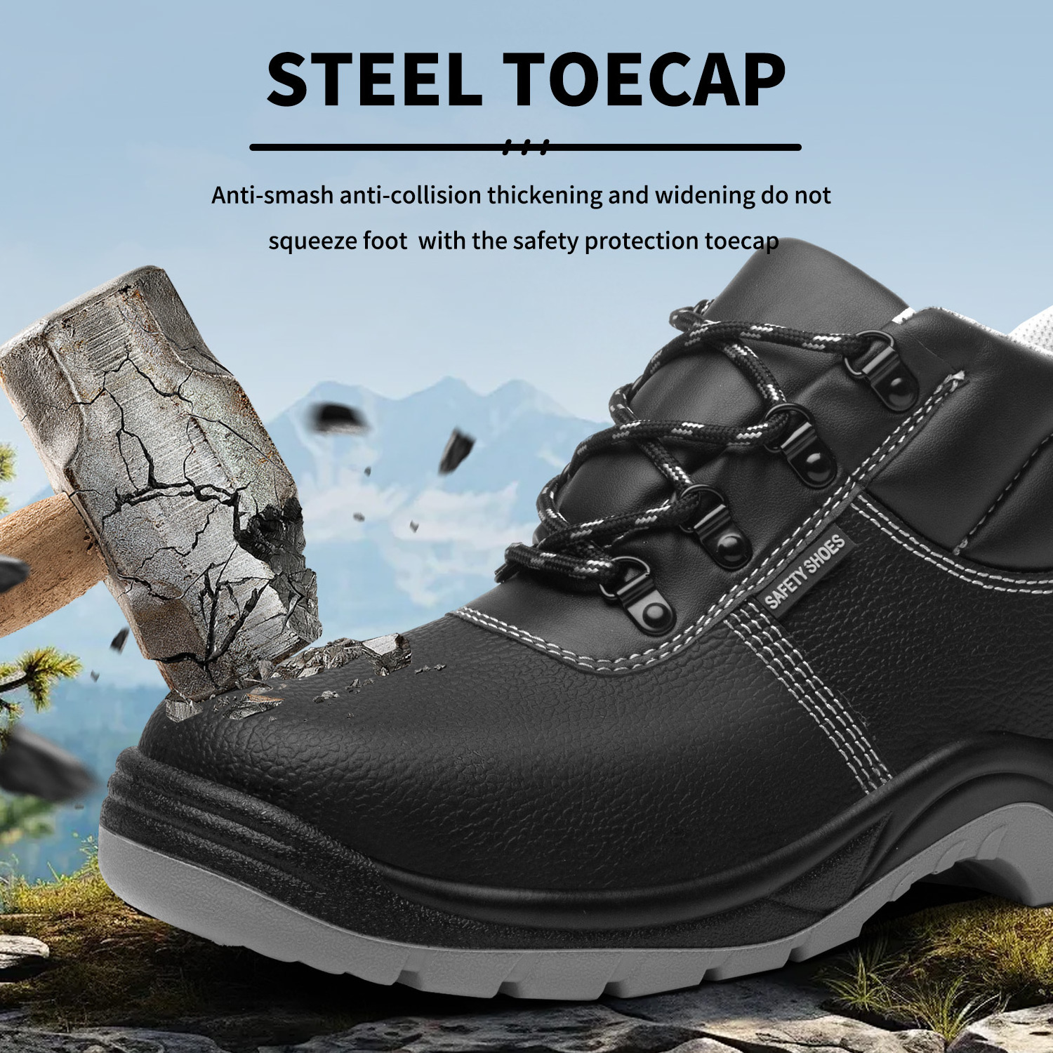 JIANKUN Industrial safety shoes for men   boots leather stainless steel toe rings Anti-Impact Protective Safety Feature