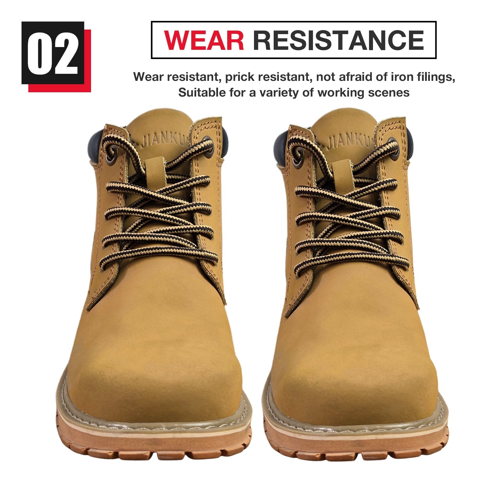 JIANKUN 2024 Unisex Winter Work Boots with Steel Toe Goodyear Welt Construction Genuine Leather Vamp Rubber Sole Safety Shoes