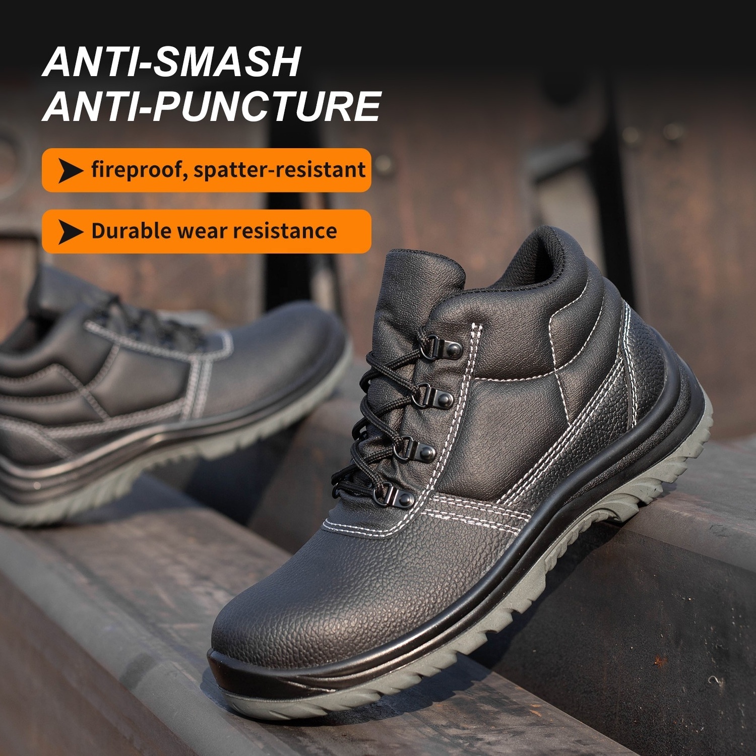 JIANKUN Men's Pull-On Steel Toe Dress Work Boots Keen Safety Shoes with Superior Comfort for Daily Work & Brunt Work