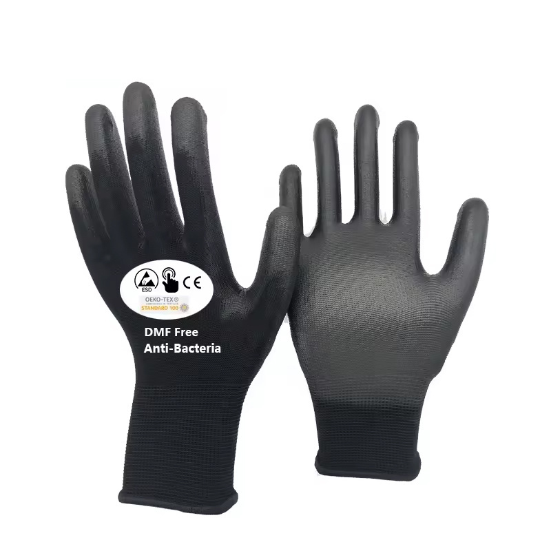 Hot Sale   manufacture anti slip Wholesale Cheap style poly cotton shell with latex crinkle coated glove