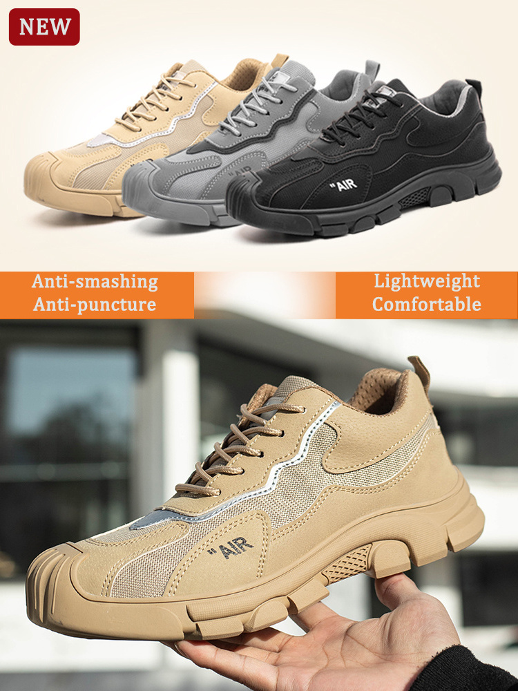 JIANKUN Men's Fashionable Suede Safety Shoes Anti-Braking Anti-Puncture Microfiber Upper Material for Work Season at cheap Price