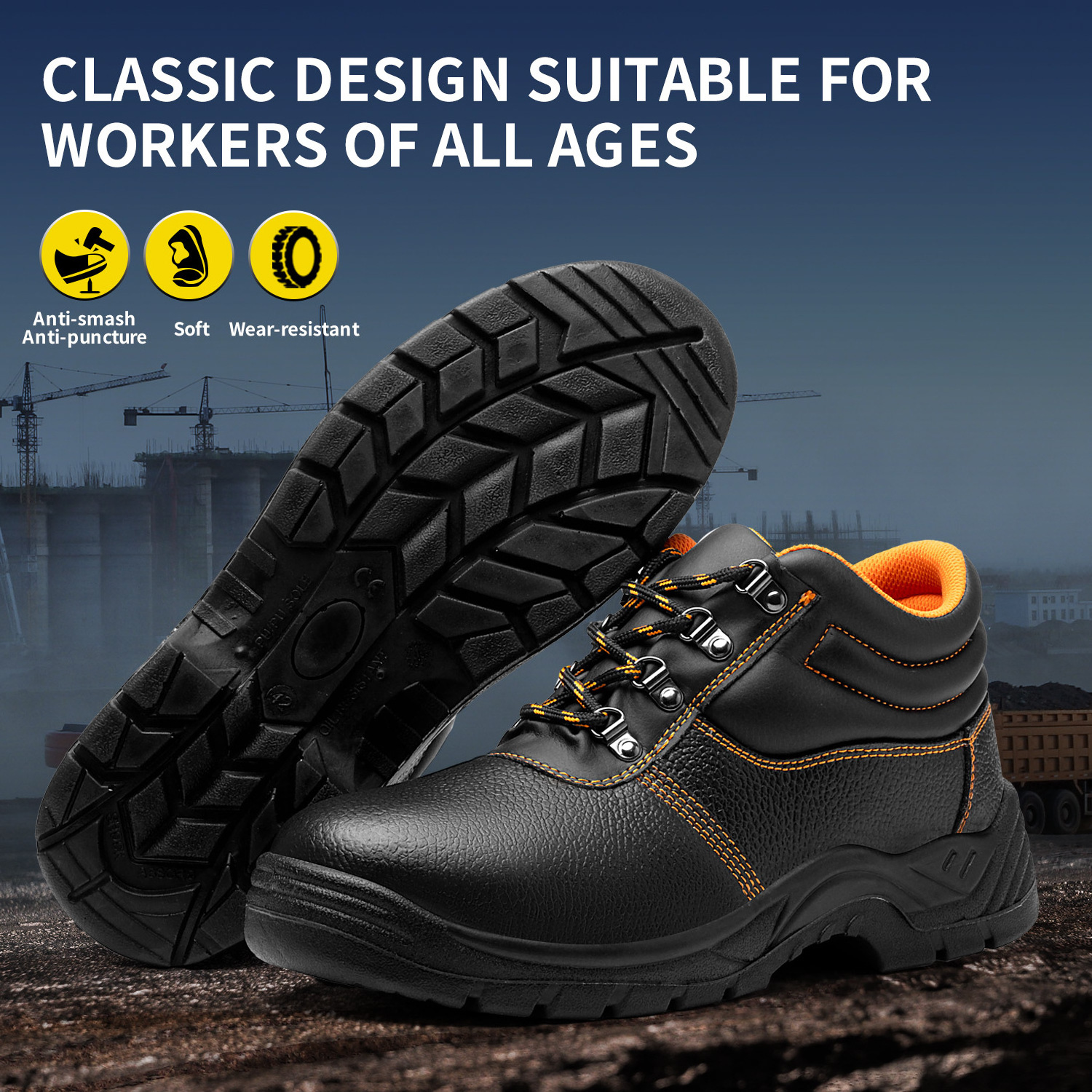 JIANKUN Factory Direct sales anti-smashing anti-puncture $5 cheap safety shoes CE standard work shoes for men