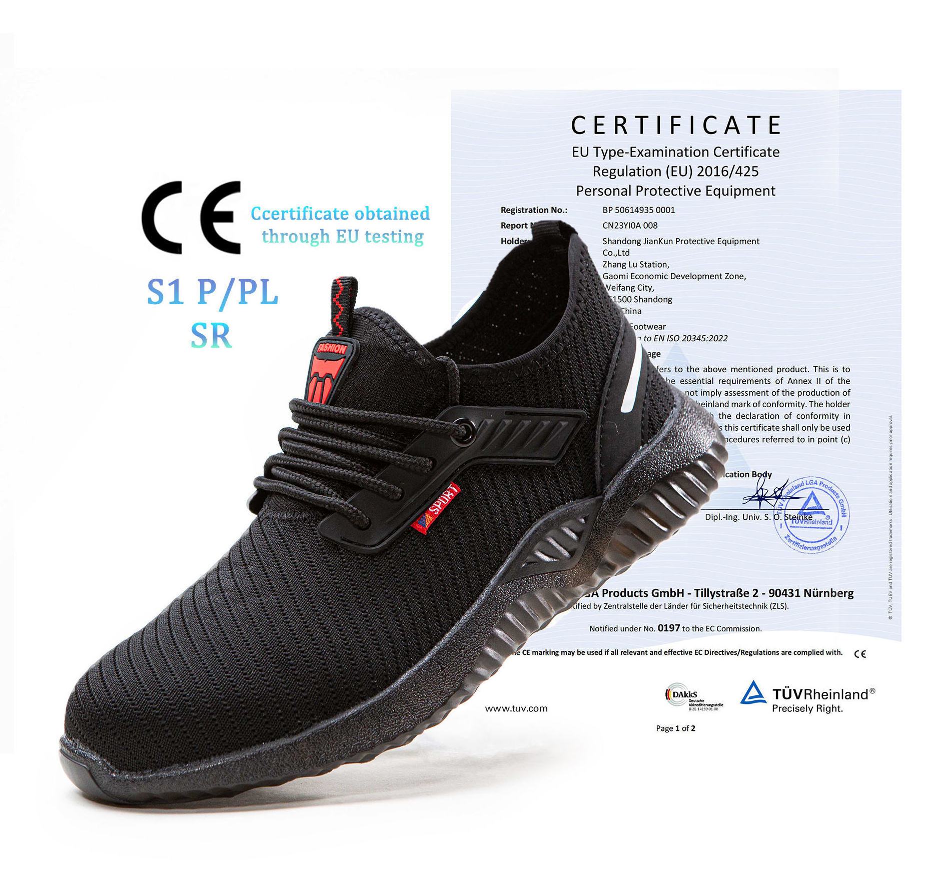 JIANKUN European and British CE Standard Anti-Smashing Anti-Puncture Flying Knit Design  Men's Steel Toe Work Safety Shoes