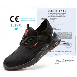 JIANKUN European and British CE Standard Anti-Smashing Anti-Puncture Flying Knit Design  Men's Steel Toe Work Safety Shoes