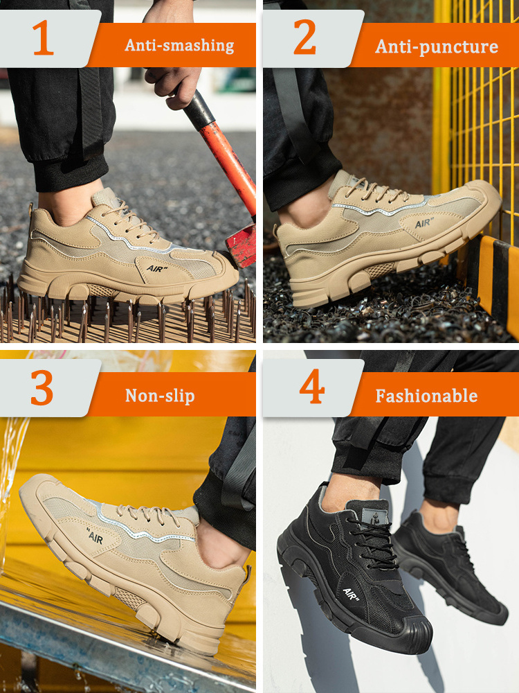 JIANKUN Men's Fashionable Suede Safety Shoes Anti-Braking Anti-Puncture Microfiber Upper Material for Work Season at cheap Price