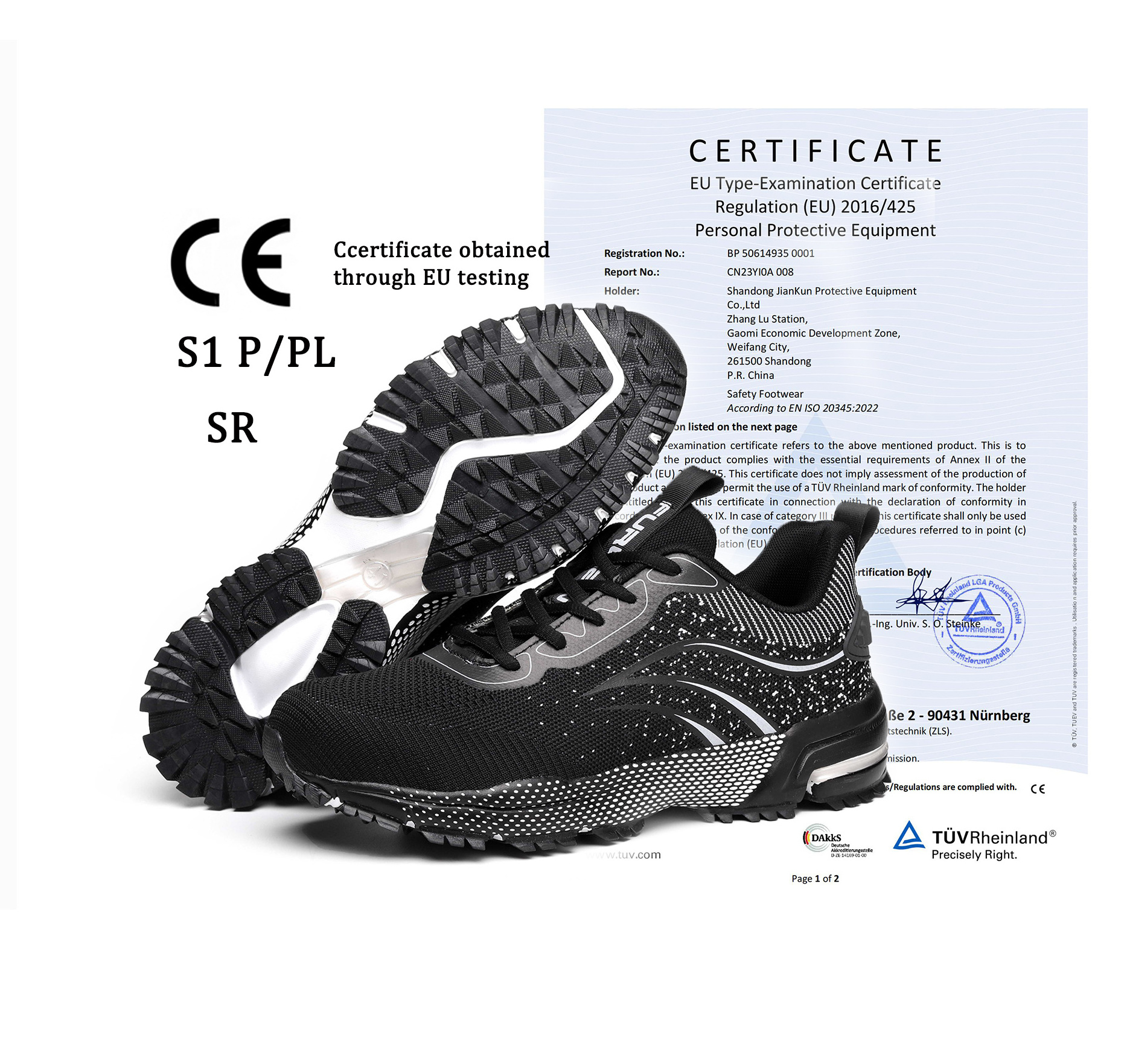 JIANKUN CE Autumn Industrial Work Boots Breathable Steel Toe with Rubber and Eva Insoles Anti-Impact and Lightweight Protective