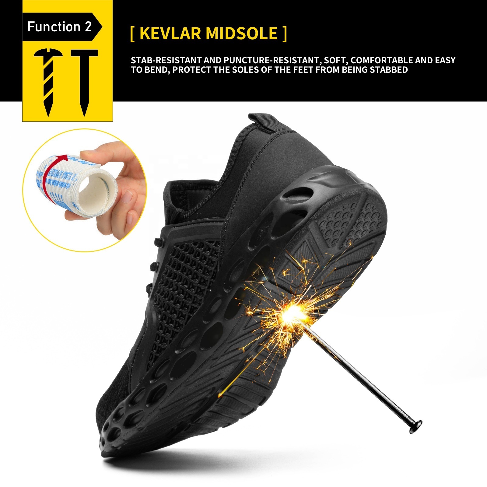 JIANKUN High Quality Breathable Fly Knitting Rubber Outsole Work Sport Safety Shoes with Steel Toe OEM ODM Hotselling Men Women