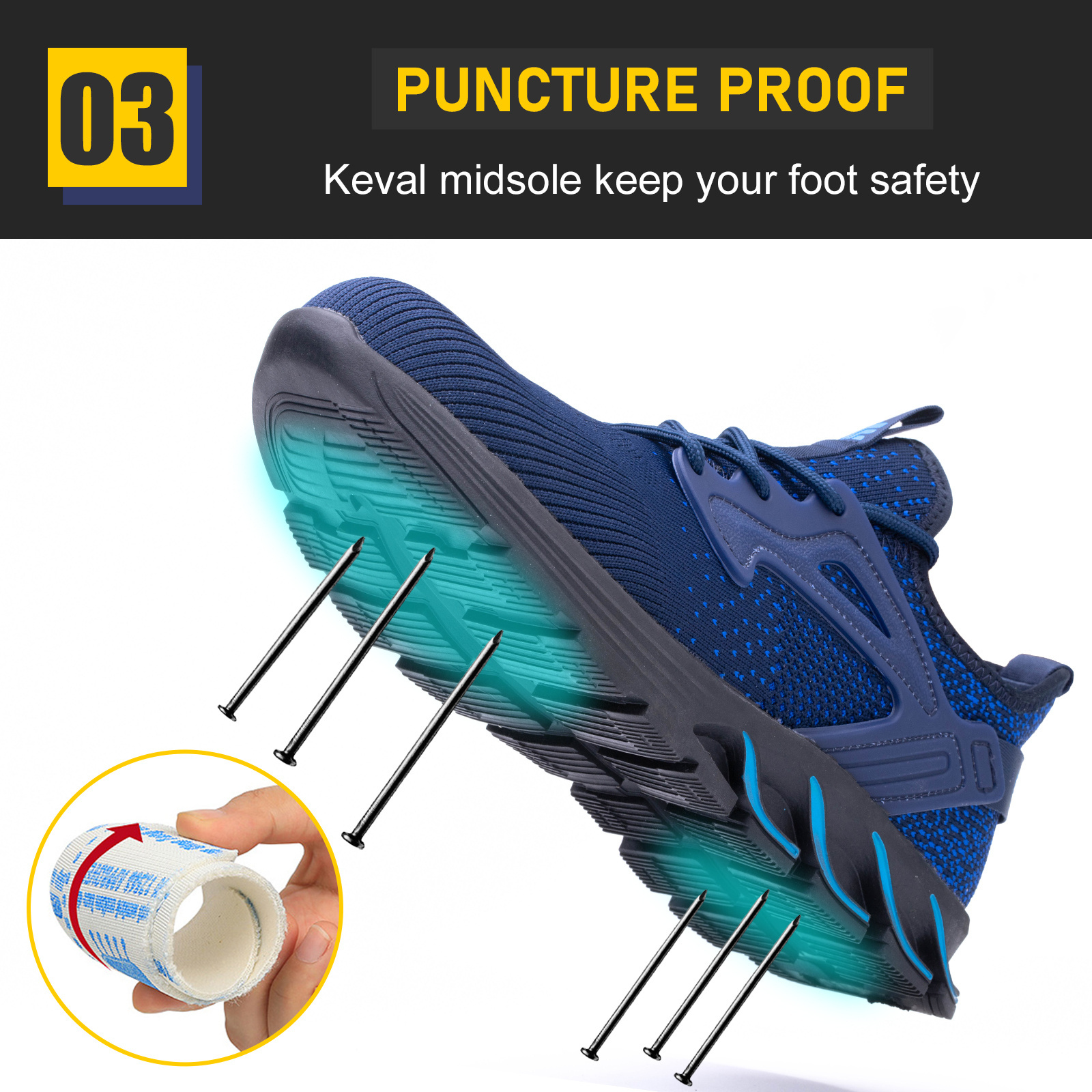 JIANKUN CE Certified Men's Work Shoes Rubber Sole Non-Slip Anti-Smashing Anti-Puncture Safety Shoes Steel Toe Soft Comfortable