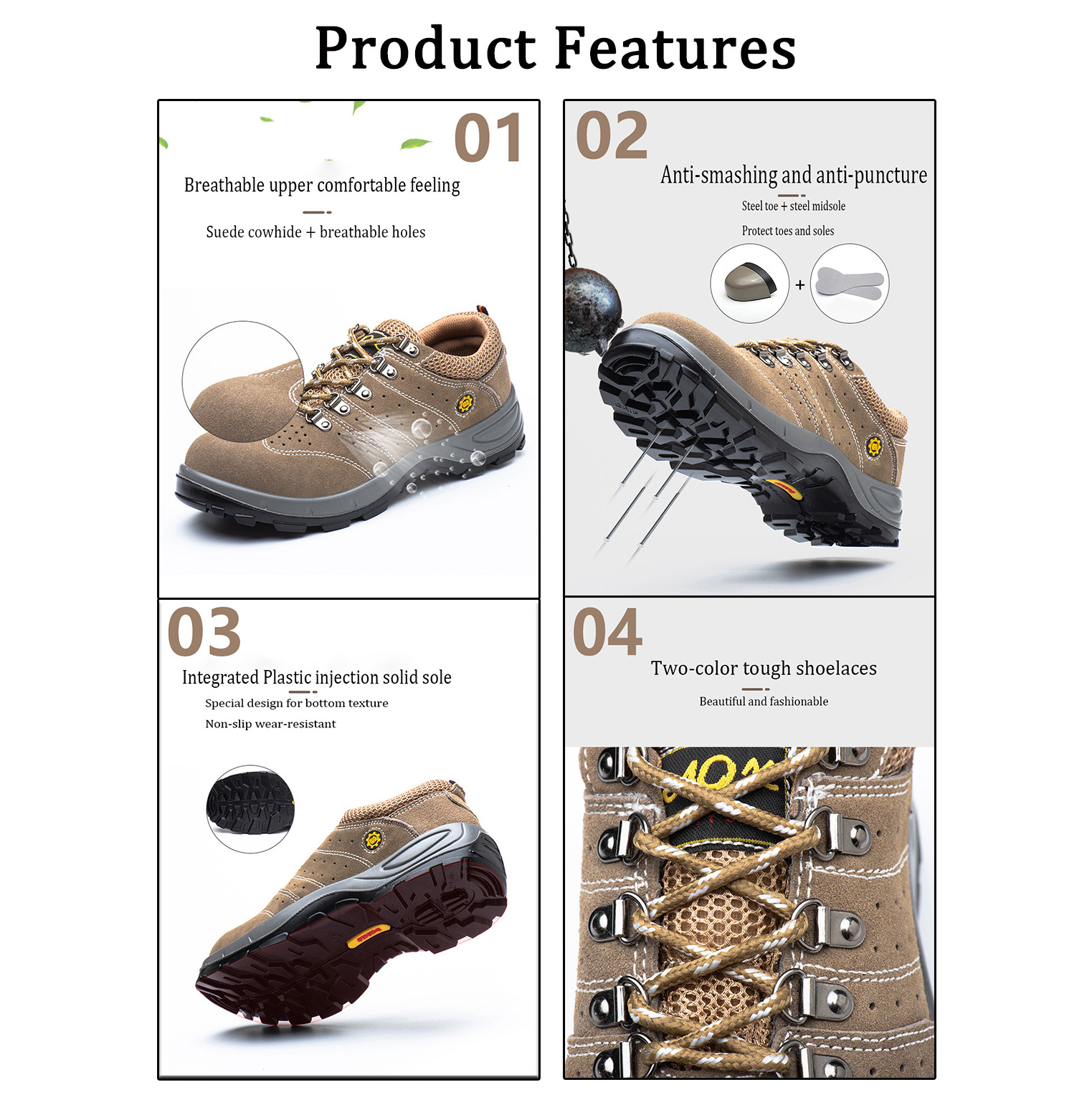 JIANKUN CE New competitive Industrial breathable Safety Work shoes for men steel toe Anti-Impact protection construction