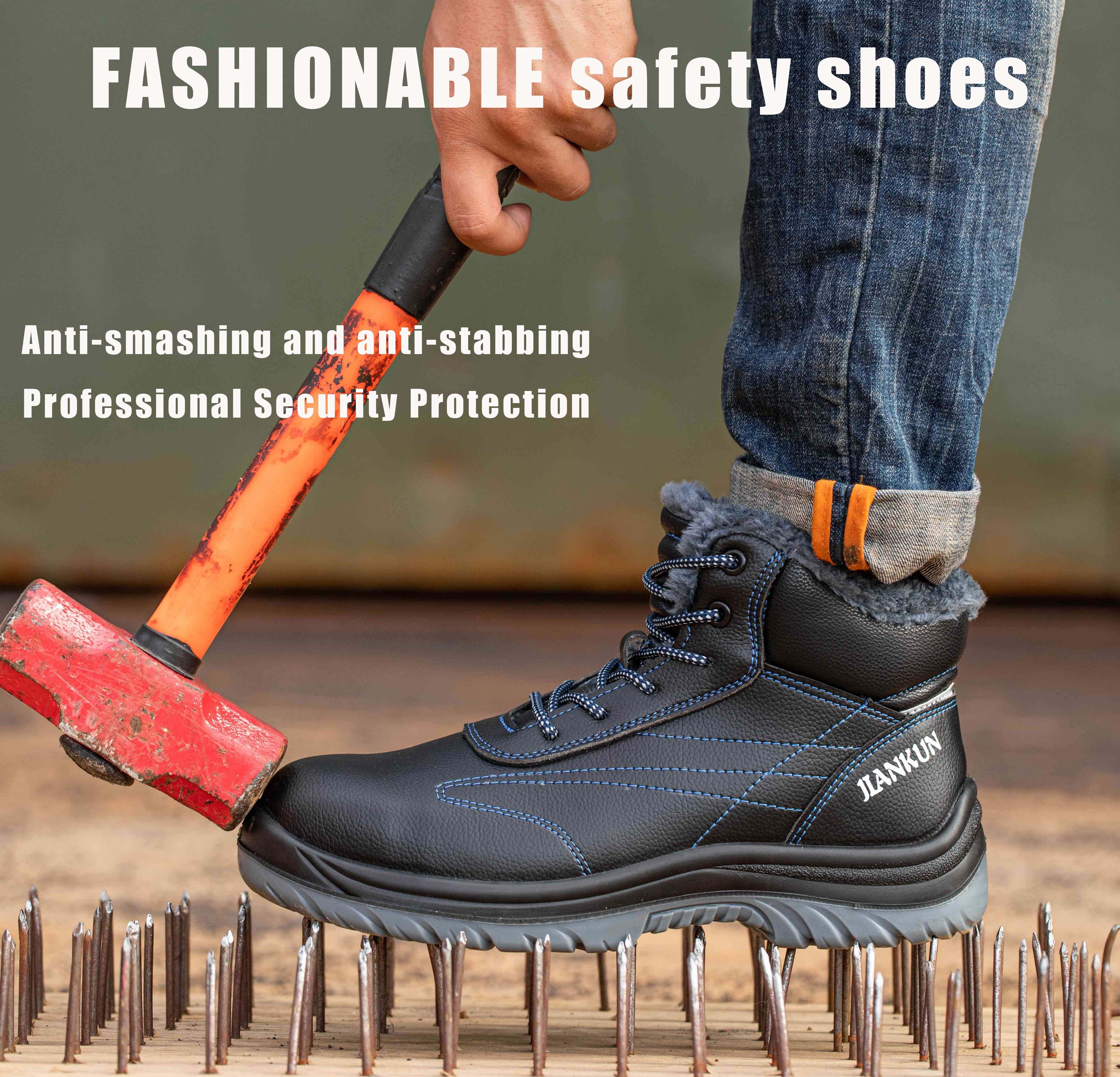 Men's Thickened Warm Steel Toe Safety Shoes Waterproof green rubber fleece lined rubber boots north face steel toe shoes