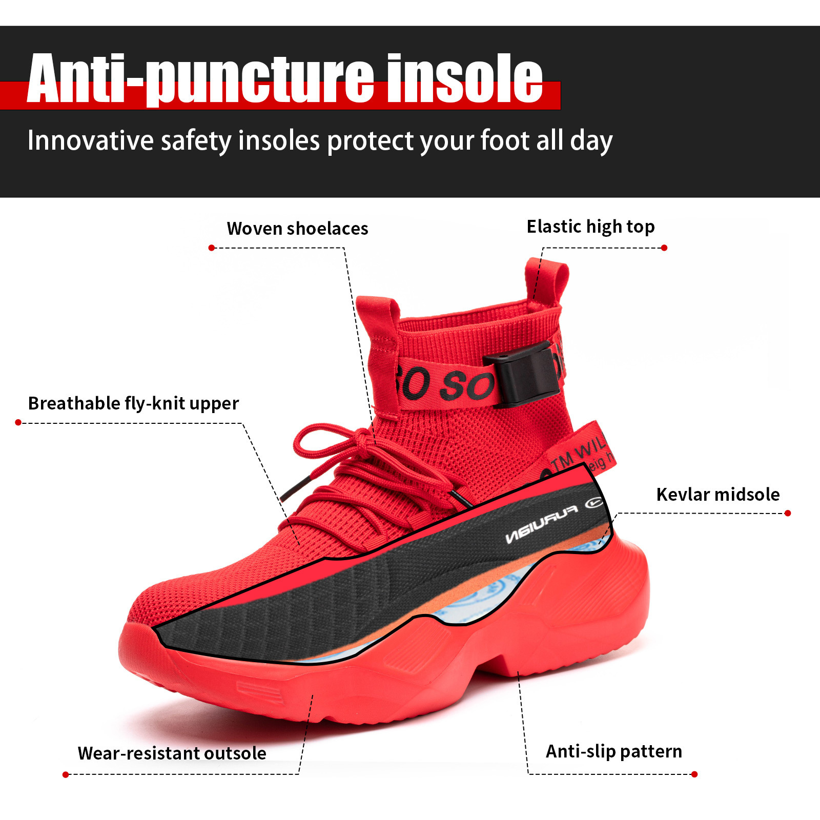 JIANKUN New shoelace shoes Industrial Safety Work Shoes wolverine composite toe boots for men Insoles Anti-Impact Protected