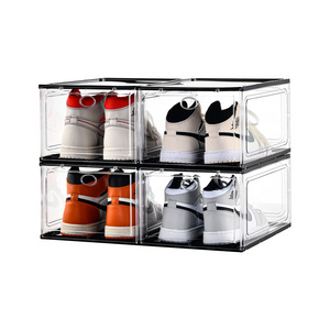 5689 clear stackable shoe case plastic storage shelves collapsible shoe rack organizer for closet bedroom