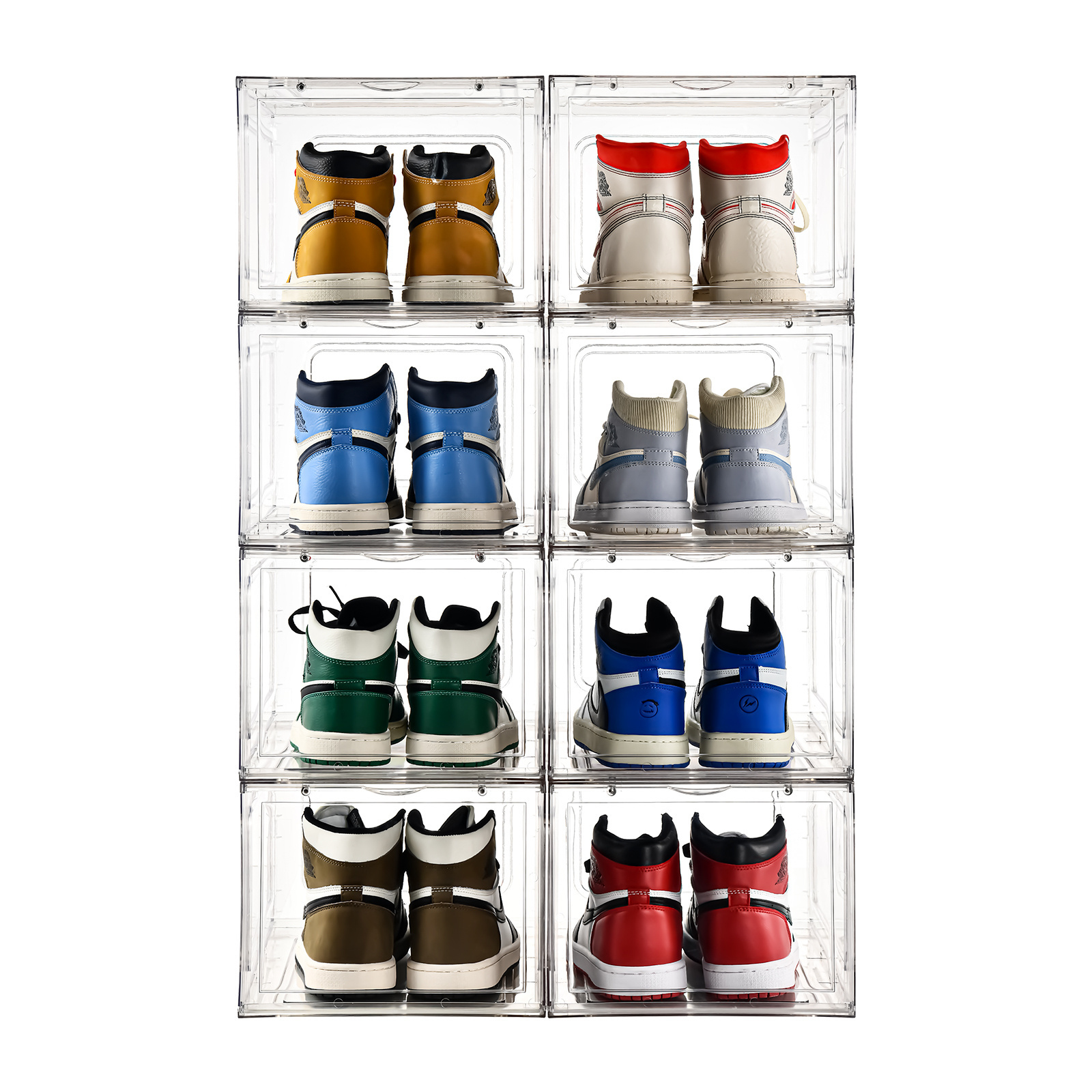 PET high transparency plastic shoe box organiser display shoe case with magnetic front door