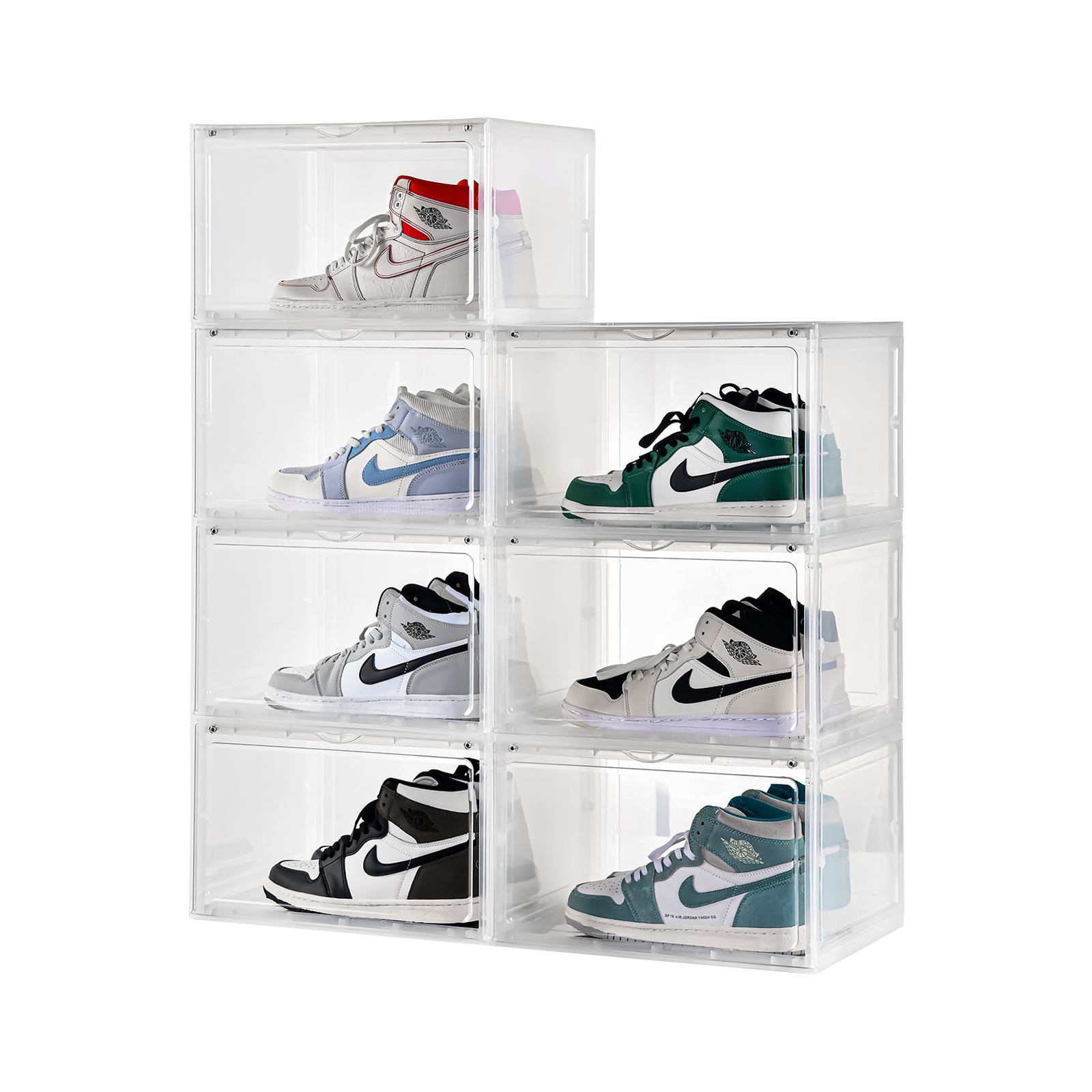 5688 Customized stackable shoe storage box crates plastic clear sneaker box for shoes display shoe box